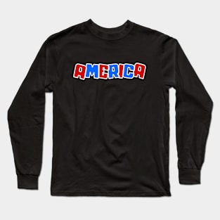 AMERICA Blue Red Usa Long Sleeve T-Shirt